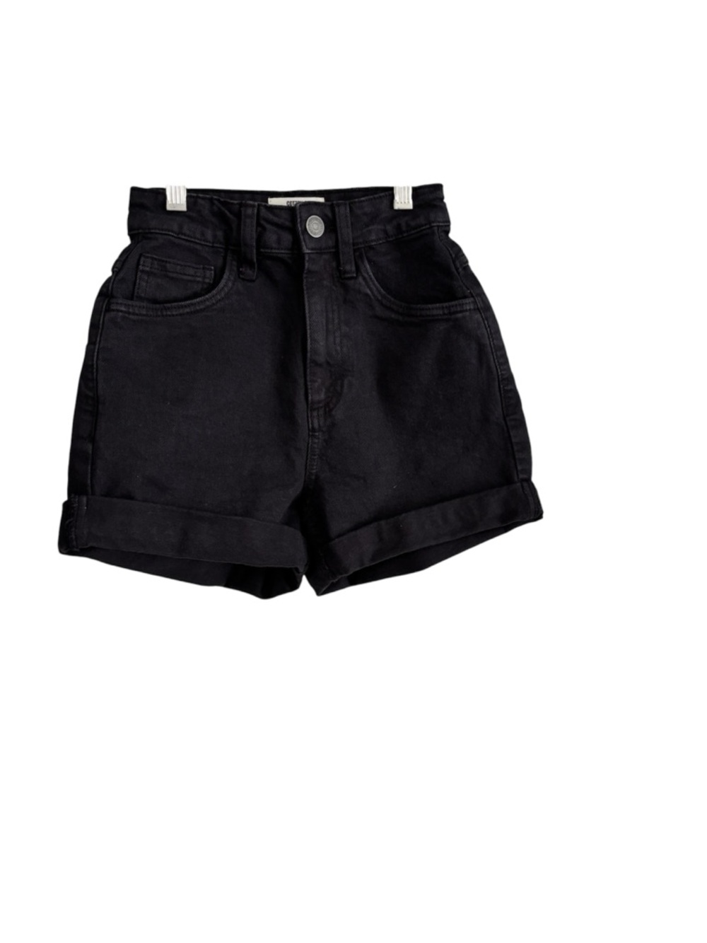 Cotton On Black High-Waist Rolled Hem Jean Shorts - Picture 1 of 7